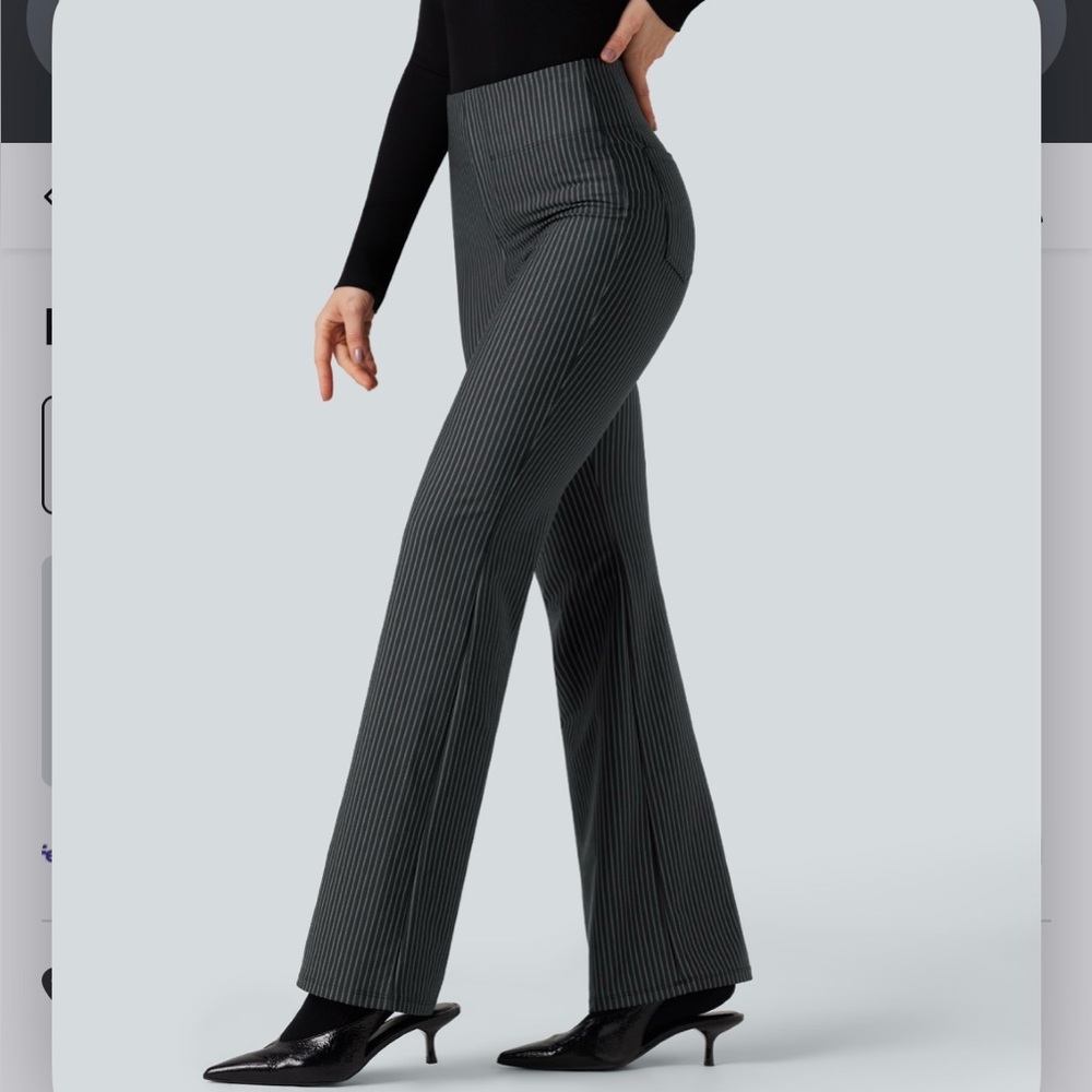 Black Pinstripe Boot Cut Pants